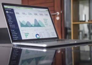 Laptop with a marketing dashboard on the screen
