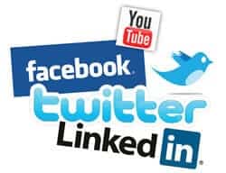 social media platform logos mashed together